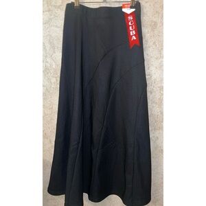 Maze Collection Black Asymmetrical Scuba Maxi Skirt